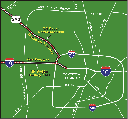 map showing Katy and Northwest Freeway HOV lanes